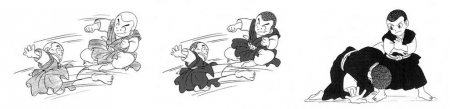 Esquisse réalisée par Shindō-san sur les arts martiaux qu'il a pratiqué